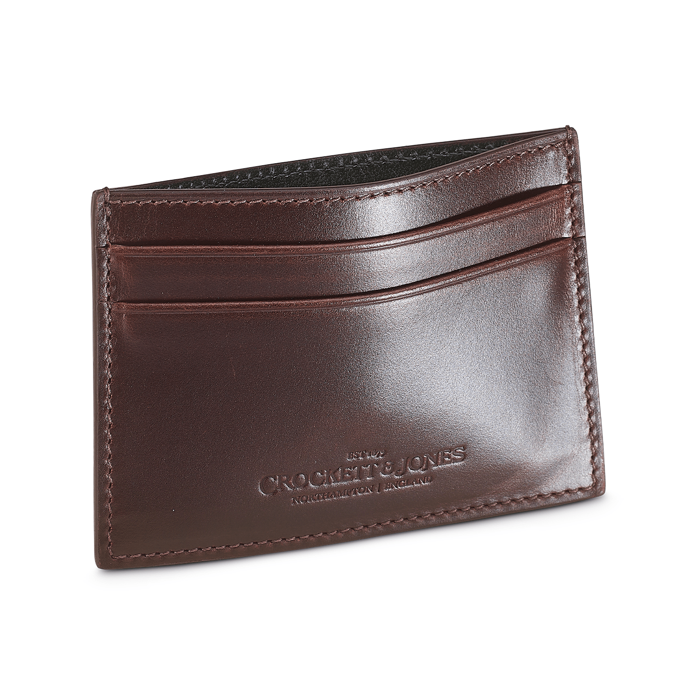 crockett & jones Card Holder Smooth Leather Coffee Hurricane Hide