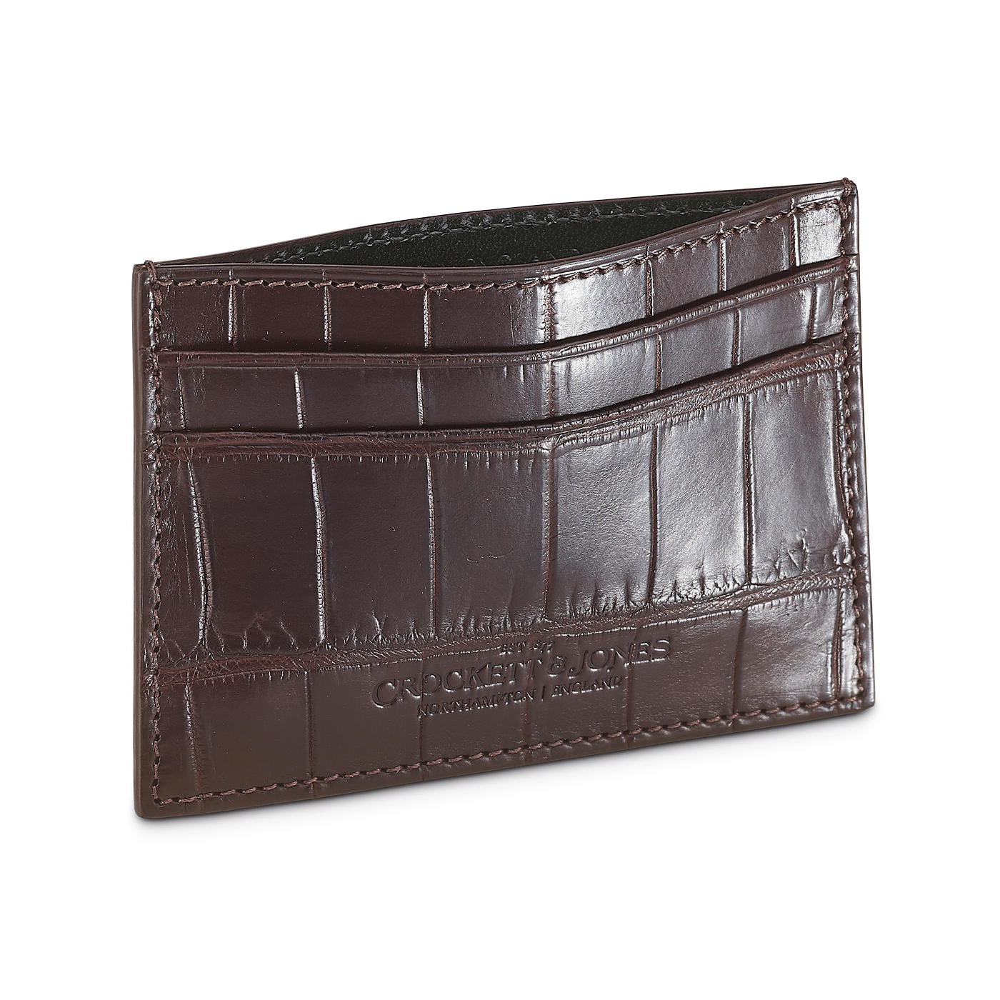 crockett & jones Card Holder Crocodile Dark Brown Crocodile